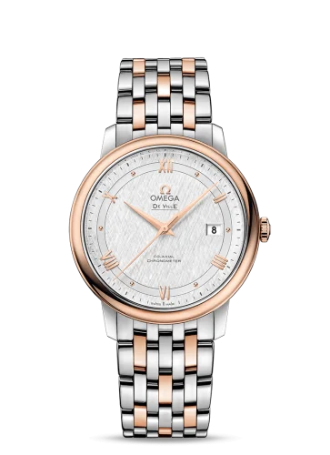 Omega - 424.20.40.20.02.002 De Ville Prestige Co-Axial 39.5 Stainless Steel / Red Gold / Vintage Silk Silver / Bracelet