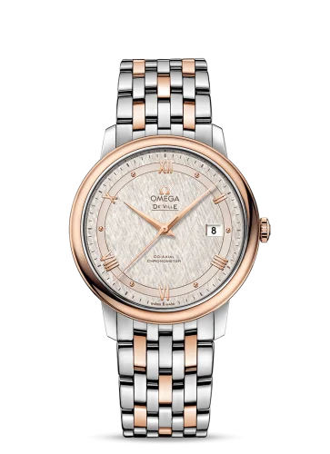 Omega - 424.20.40.20.02.003 De Ville Prestige Co-Axial 39.5 Stainless Steel / Red Gold / Vintage Silver Silk / Bracelet