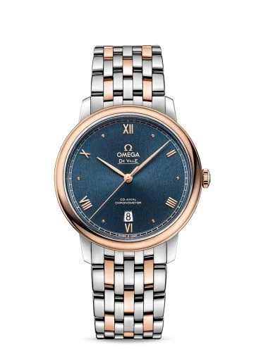 Omega - 424.20.40.20.03.001 De Ville Prestige Co-Axial 39.5 Stainless Steel / Red Gold / Blue Sunburst / Bracelet