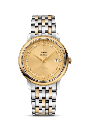 Omega - 424.20.40.20.58.001 De Ville Prestige Co-Axial 39.5 Stainless Steel / Yellow Gold / Vintage Champagne / Bracelet