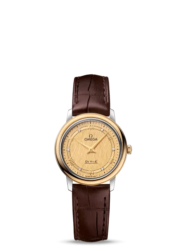 Omega - 424.23.27.60.58.001 De Ville Prestige Quartz  27.4 Stainless Steel / Yellow Gold / Vintage Champagne Silk