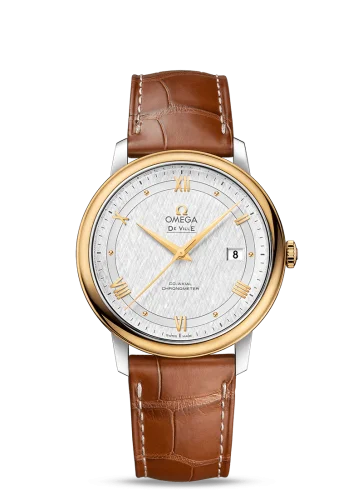 Omega - 424.23.40.20.02.001 De Ville Prestige Co-Axial 39.5 Stainless Steel / Yellow Gold / Vintage Silk Silver