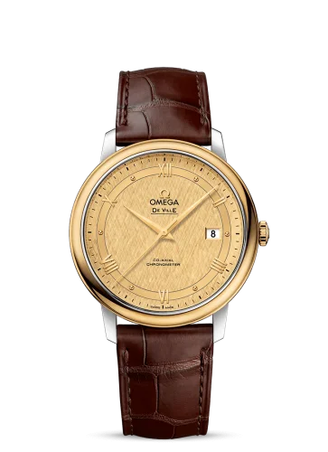 Omega - 424.23.40.20.08.001 De Ville Prestige Co-Axial 39.5 Stainless Steel / Yellow Gold / Vintage Champagne Silk