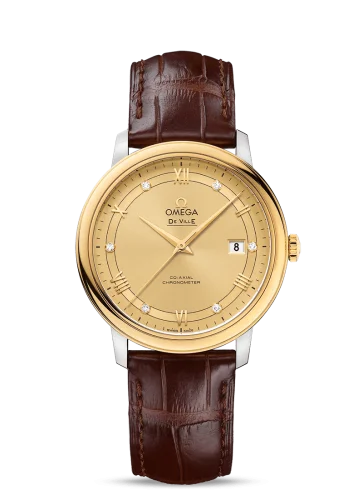 Omega - 424.23.40.20.58.001 De Ville Prestige Co-Axial 39.5 Stainless Steel / Yellow Gold / Vintage Champagne