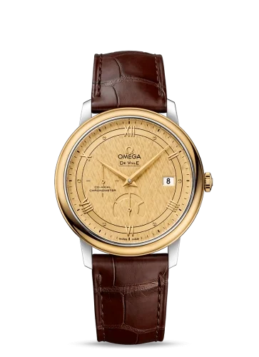 Omega Omega - 424.23.40.21.08.001 De Ville Prestige Co-Axial 39.5 Power Reserve Stainless Steel / Yellow Gold / Vintage Champagne Silk