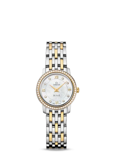 Omega - 424.25.24.60.55.001 De Ville Prestige Quartz 24.4 Stainless Steel / Yellow Gold / Diamond / MOP / Bracelet