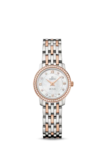 Omega - 424.25.24.60.55.002 De Ville Prestige Quartz 24.4 Stainless Steel / Red Gold / Diamond / MOP / Bracelet