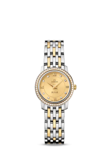 Omega - 424.25.24.60.58.001 De Ville Prestige Quartz 24.4 Stainless Steel / Yellow Gold / Diamond / Champagne / Bracelet
