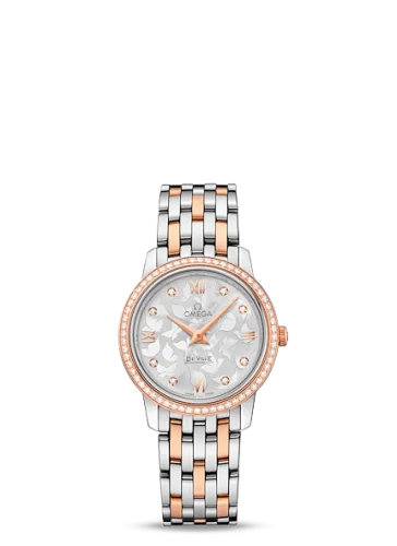 Omega - 424.25.27.60.52.001 De Ville Prestige Quartz 27.4 Stainless Steel / Red Gold / MOP Butterfly / Bracelet