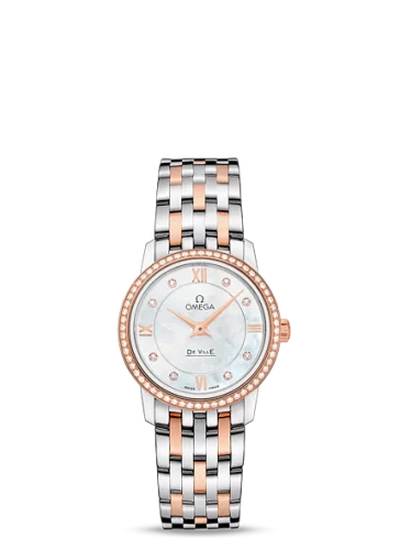 Omega - 424.25.27.60.55.002 De Ville Prestige Quartz 27.4 Stainless Steel / Red Gold / Diamond / MOP / Bracelet
