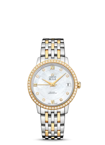 Omega - 424.25.33.20.55.001 De Ville Prestige Co-Axial 32.7 Stainless Steel / Yellow Gold / Diamond / MOP / Bracelet