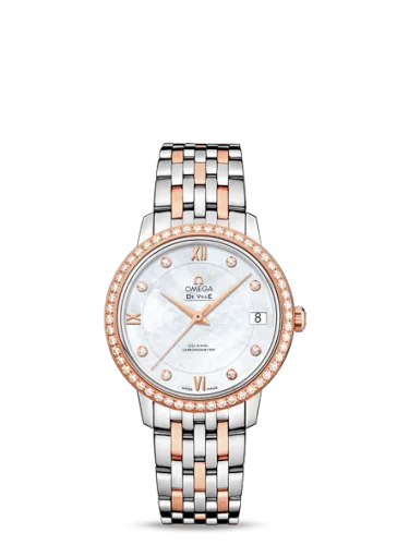 Omega - 424.25.33.20.55.002 De Ville Prestige Co-Axial 32.7 Stainless Steel / Red Gold / Diamond / MOP / Bracelet