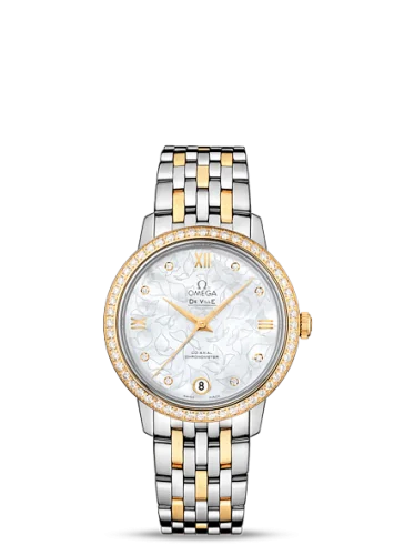 Omega - 424.25.33.20.55.004 De Ville Prestige Co-Axial 32.7 Stainless Steel / Yellow Gold / MOP Butterfly / Diamond / Bracelet