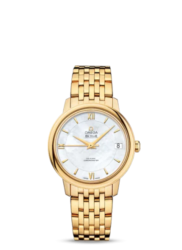 Omega - 424.50.33.20.05.001 De Ville Prestige Co-Axial 32.7 Yellow Gold / MOP / Bracelet
