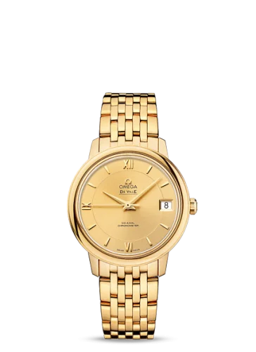 Omega - 424.50.33.20.08.001 De Ville Prestige Co-Axial 32.7 Yellow Gold / Gold / Bracelet
