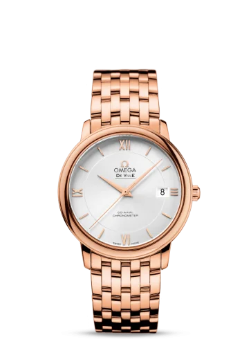 Omega - 424.50.37.20.02.001 De Ville Prestige Co-Axial 36.8 Red Gold / Silver / Bracelet