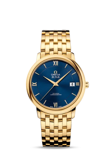 Omega - 424.50.37.20.03.001 De Ville Prestige Co-Axial 36.8 Yellow Gold / Blue / Bracelet