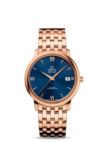 Omega - 424.50.37.20.03.002 De Ville Prestige Co-Axial 36.8 Red Gold / Blue / Bracelet