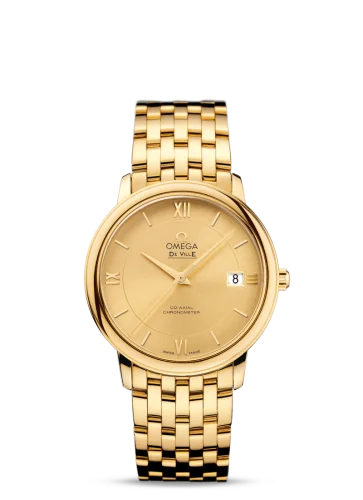 Omega - 424.50.37.20.08.001 De Ville Prestige Co-Axial 36.8 Yellow Gold / Champagne / Bracelet