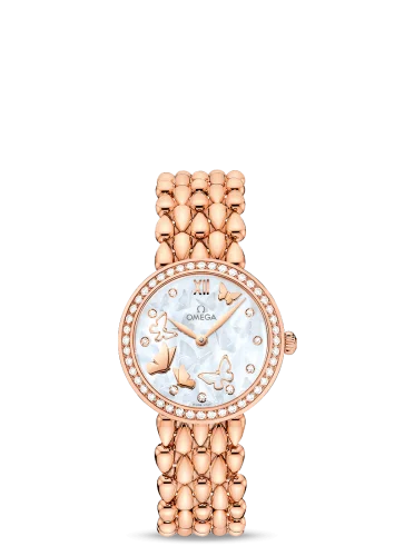 Omega - 424.55.27.60.55.003 De Ville Prestige Dewdrop Quartz 27.4 Red Gold / Diamond / Butterfly / Bracelet
