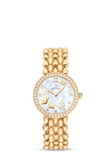 Omega - 424.55.27.60.55.005 De Ville Prestige Dewdrop Quartz 27.4 Yellow Gold / Diamond / Butterfly / Bracelet