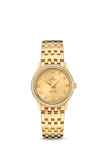 Omega - 424.55.27.60.58.001 De Ville Prestige Quartz 27.4 Yellow Gold / Champagne-Diamond / Bracelet