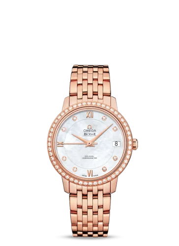 Omega - 424.55.33.20.55.002 De Ville Prestige Co-Axial 32.7 Red Gold / MOP / Diamond / Bracelet