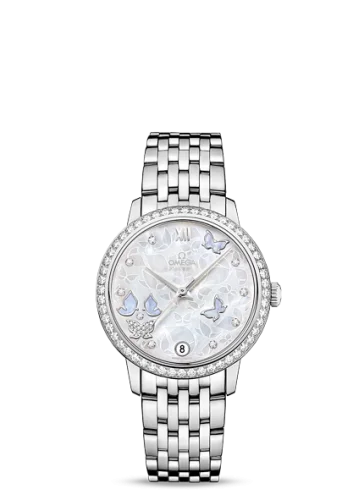 Omega - 424.55.33.20.55.003 De Ville Prestige Co-Axial 32.7 White Gold / MOP Butterfly / Diamond / Bracelet
