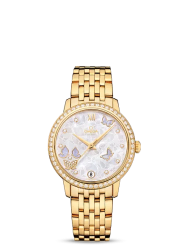 Omega - 424.55.33.20.55.005 De Ville Prestige Co-Axial 32.7 Yellow Gold / MOP Butterfly / Diamond / Bracelet