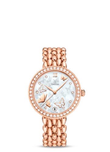 Omega - 424.55.33.20.55.006 De Ville Prestige Dewdrop Co-Axial 32.7 Red Gold / MOP  Butterfly / Diamond / Bracelet