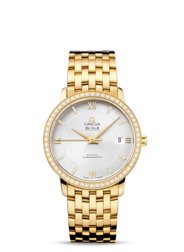 Omega - 424.55.37.20.52.002 De Ville Prestige Co-Axial 36.8 Yellow Gold / Silver / Diamond / Bracelet