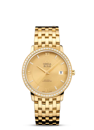 Omega - 424.55.37.20.58.001 De Ville Prestige Co-Axial 36.8 Yellow Gold / Champagne / Diamond / Bracelet