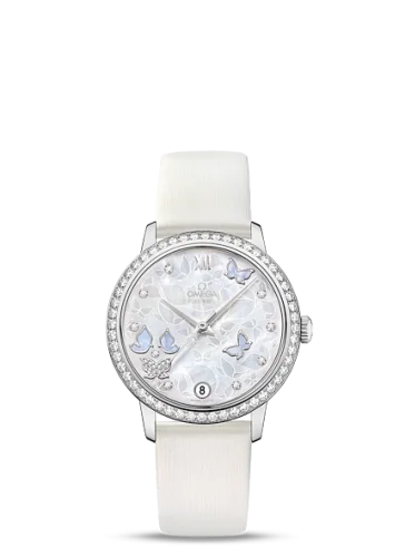 Omega - 424.57.33.20.55.001 De Ville Prestige Co-Axial 32.7 White Gold / MOP Butterfly / Diamond