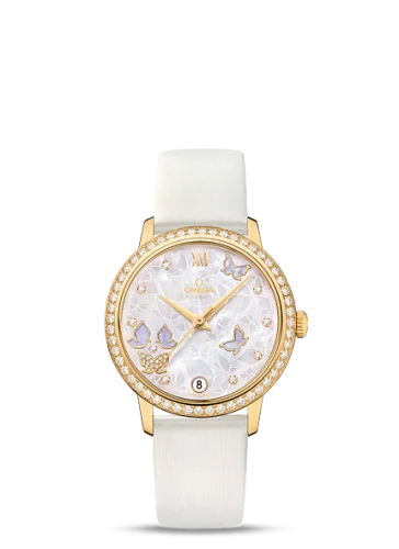 Omega - 424.57.33.20.55.003 De Ville Prestige Co-Axial 32.7 Yellow Gold / MOP Butterfly Diamond