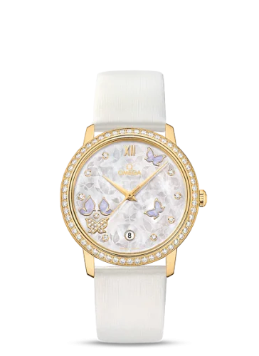 Omega - 424.57.37.20.55.001 De Ville Prestige Co-Axial 36.8 Yellow Gold / MOP Butterfly / Diamond