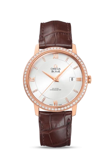 Omega - 424.58.40.20.52.002 De Ville Prestige Co-Axial 39.5 Red Gold / Silver / Diamond
