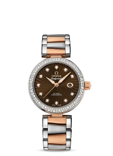 Omega - 425.25.34.20.63.001 LadyMatic Co-Axial 34 Stainless Steel / Red Gold / Diamond / Brown / Bracelet