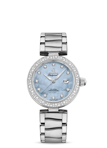 Omega - 425.35.34.20.57.003 LadyMatic Co-Axial 34 Stainless Steel / Diamond / Blue MOP / Bracelet