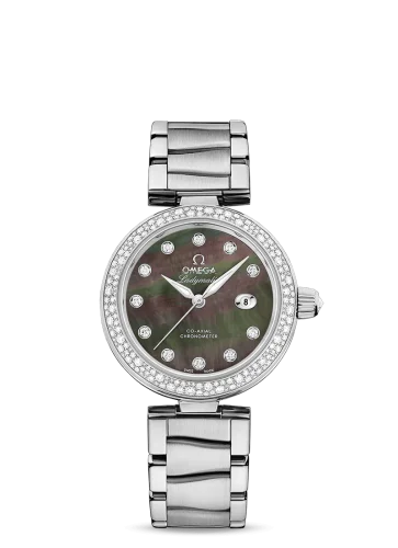Omega - 425.35.34.20.57.004 LadyMatic Co-Axial 34 Stainless Steel / Diamond / Brown MOP / Bracelet