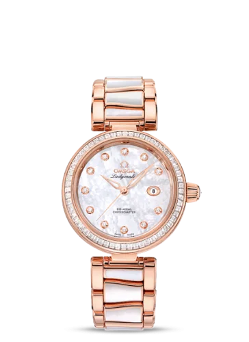 Omega - 425.65.34.20.55.007 LadyMatic Co-Axial 34 Sedna Gold Baguette / MOP / MOP Bracelet