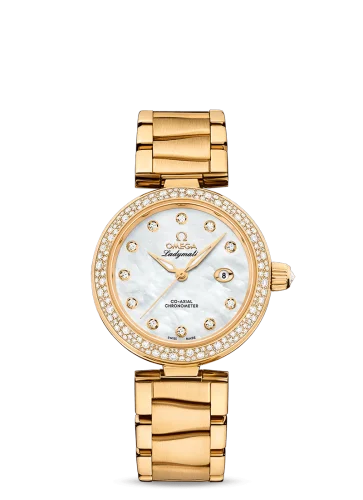 Omega - 425.65.34.20.55.009 LadyMatic Co-Axial 34 Yellow Gold / Diamond / MOP / Bracelet