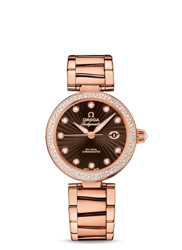 Omega - 425.65.34.20.63.001 LadyMatic Co-Axial 34 Red Gold / Diamond / Brown / Bracelet