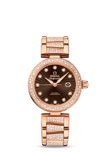 Omega - 425.65.34.20.63.003 LadyMatic Co-Axial 34 Red Gold / Diamond / Brown / Diamond Bracelet