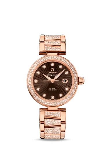 Omega Omega - 425.65.34.20.63.003 LadyMatic Co-Axial 34 Red Gold / Diamond / Brown / Diamond Bracelet