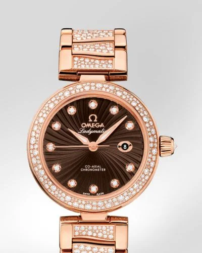 Omega Omega - 425.65.34.20.63.003 LadyMatic Co-Axial 34 Red Gold / Diamond / Brown / Diamond Bracelet