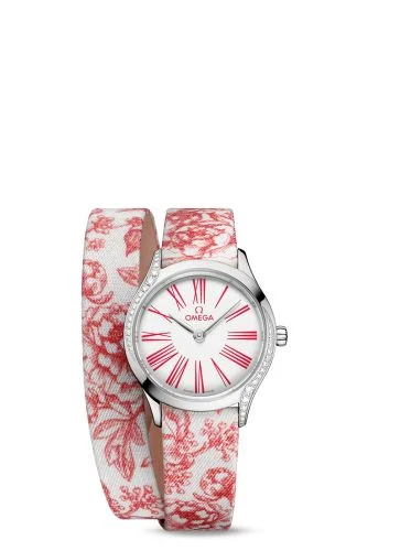 Omega - 428.17.26.60.04.003 Mini Trésor Quartz 26 Stainless Steel - Diamond / White - Rose / Toile de Jouy - Double Tour