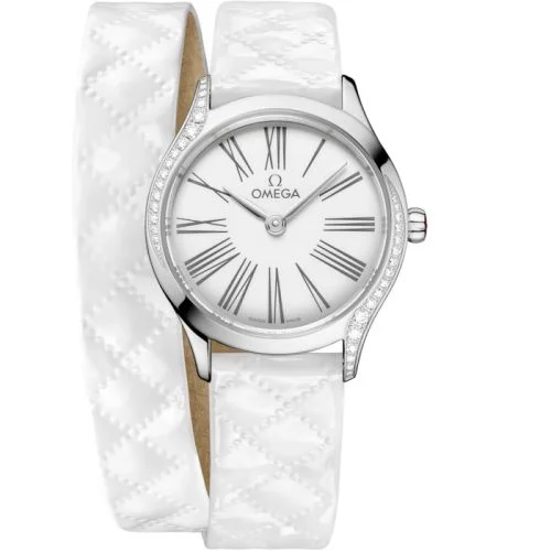 Omega - 428.17.26.60.04.008 Mini Trésor Quartz 26 Stainless Steel - Diamond / White Enamel / Double Tour