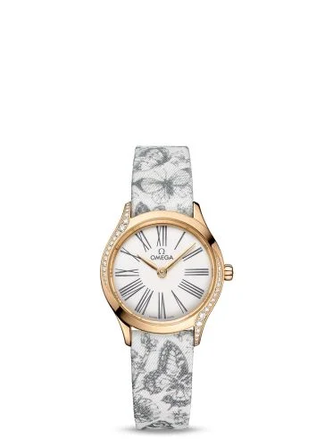 Omega - 428.57.26.60.04.002 Mini Trésor Quartz 26 Moonshine Gold - Diamond / White - Grey / Toile de Jouy
