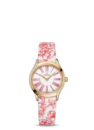 Omega - 428.57.26.60.04.003 Mini Trésor Quartz 26 Moonshine Gold - Diamond / White - Rose / Toile de Jouy