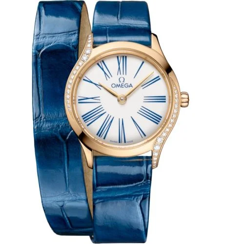 Omega - 428.58.26.60.04.002 Mini Trésor Quartz 26 Moonshine Gold - Diamond / White Enamel / Double Tour